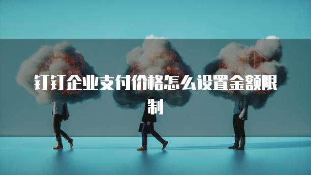 钉钉企业支付价格怎么设置金额限制