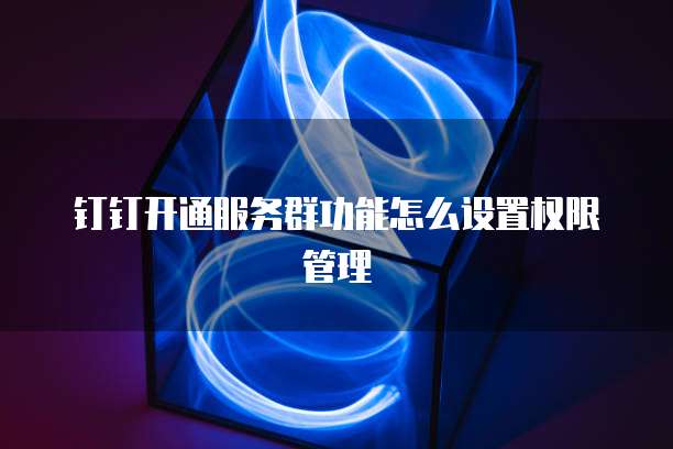 钉钉开通服务群功能怎么设置权限管理