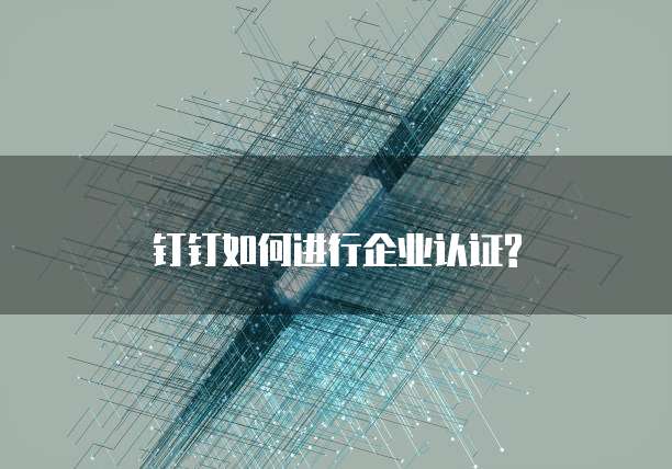 钉钉如何进行企业认证?