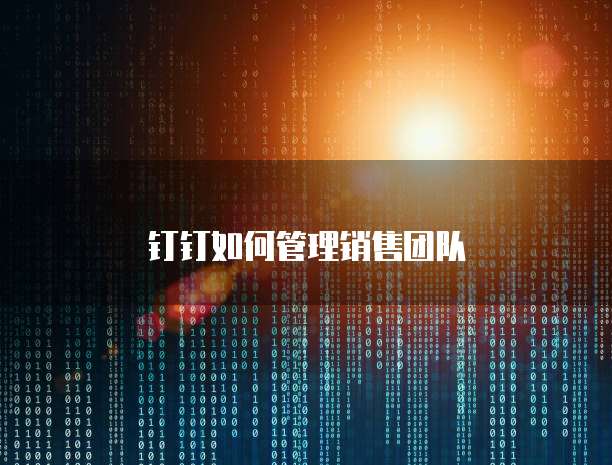 钉钉如何管理销售团队