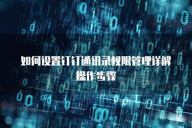 如何设置钉钉通讯录权限管理详解操作步骤