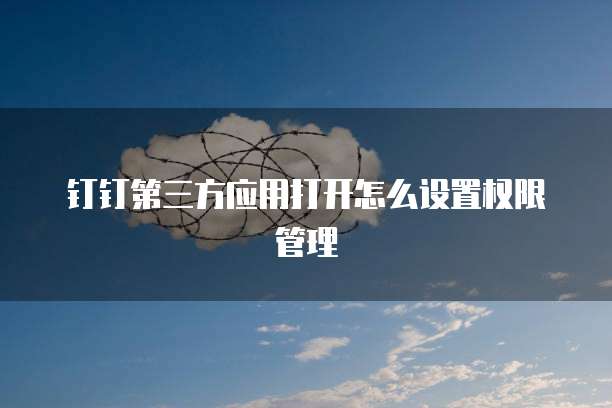 钉钉第三方应用打开怎么设置权限管理