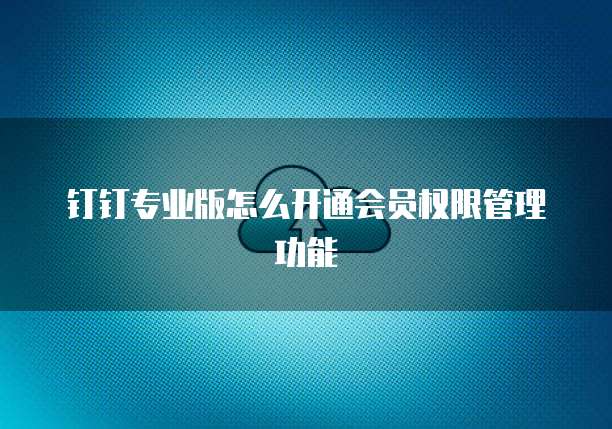 钉钉专业版怎么开通会员权限管理功能