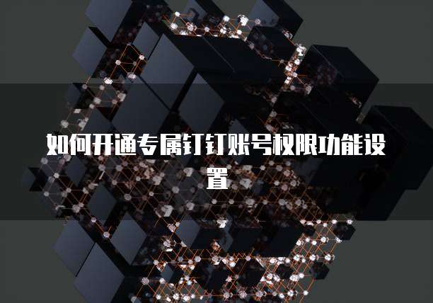 如何开通专属钉钉账号权限功能设置