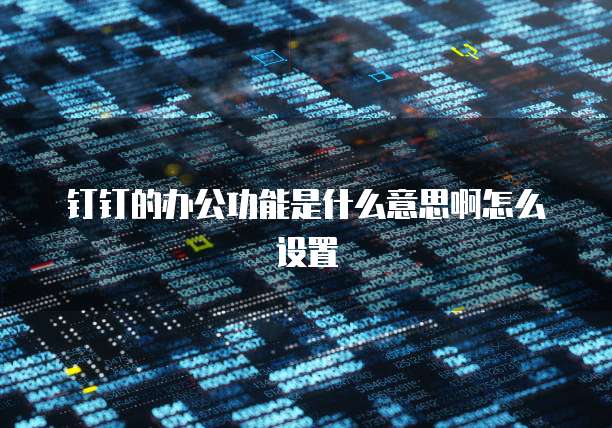 钉钉的办公功能是什么意思啊怎么设置