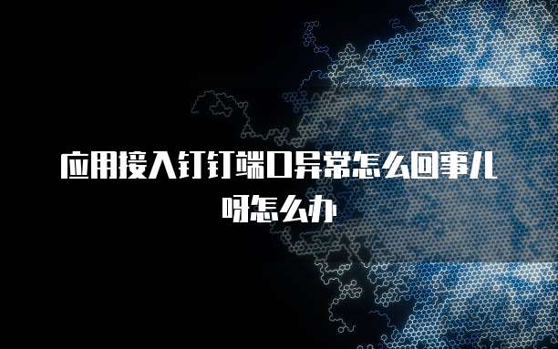 应用接入钉钉端口异常怎么回事儿呀怎么办