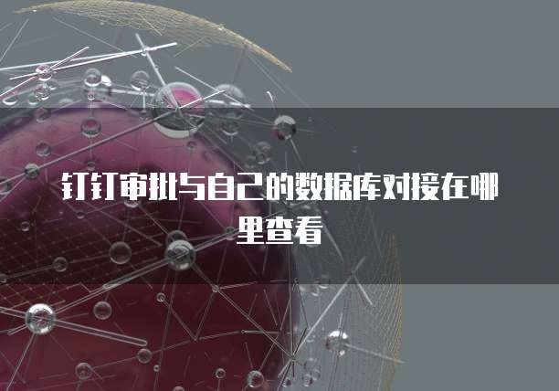 钉钉审批与自己的数据库对接在哪里查看