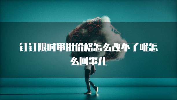 钉钉限时审批价格怎么改不了呢怎么回事儿