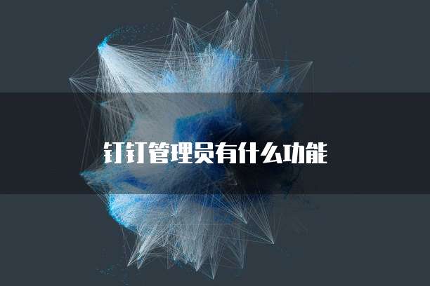 钉钉管理员有什么功能