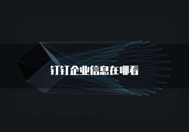 钉钉企业信息在哪看